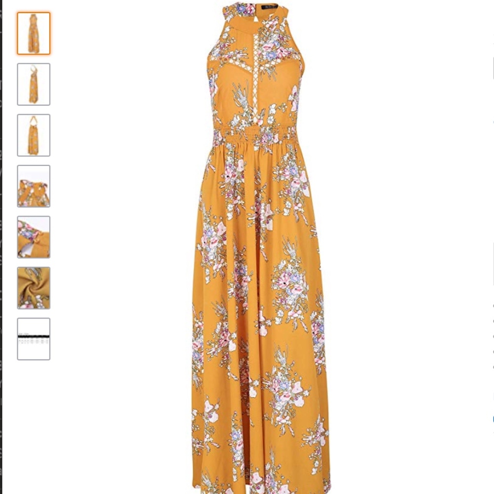 Yellow floral maxi dress NWT